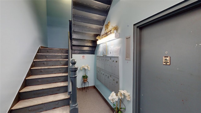 206 W 121st St Unit C, New York Manhattan, NY 10027 - staircase featuring mail area