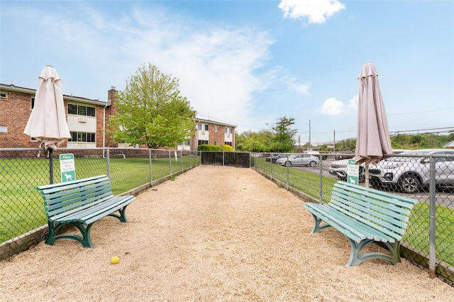 view of community featuring a dog friendly area