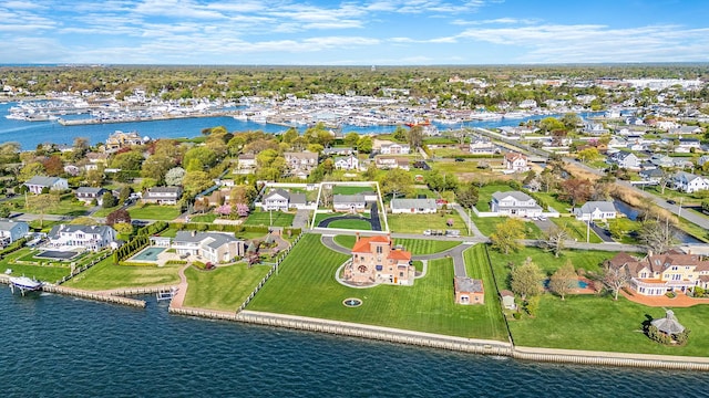 146 Awixa Ave, Bay Shore, NY 11706 - aerial perspective of suburban area featuring a nearby body of water