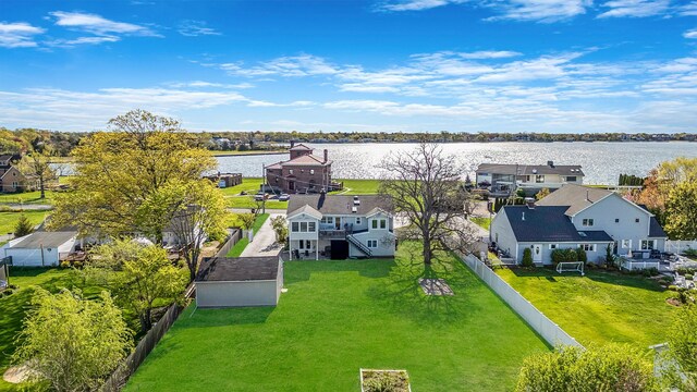 146 Awixa Ave, Bay Shore, NY 11706 - aerial perspective of suburban area featuring a large body of water