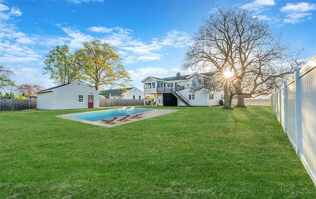 146 Awixa Ave, Bay Shore, NY 11706 - back of house featuring stairs, a fenced backyard, a wooden deck, and a patio