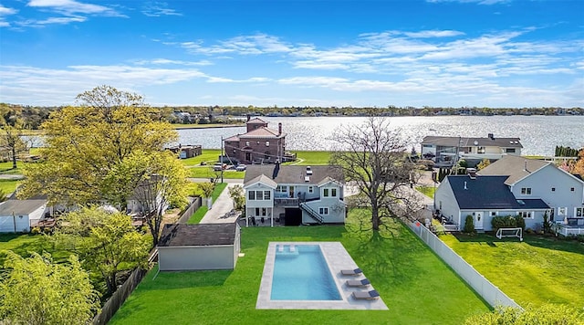 146 Awixa Ave, Bay Shore, NY 11706 - aerial perspective of suburban area featuring a nearby body of water and a pool area