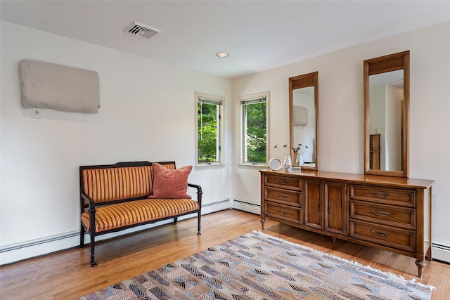 50 Burnside Dr, Hastings-On-Hudson, NY 10706 - sitting room featuring a baseboard radiator, light wood finished floors, and recessed lighting