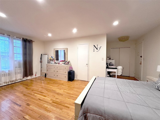 270 N Broadway Unit 2Hi, Yonkers, NY 10701 - bedroom with light wood-type flooring, recessed lighting, and a closet