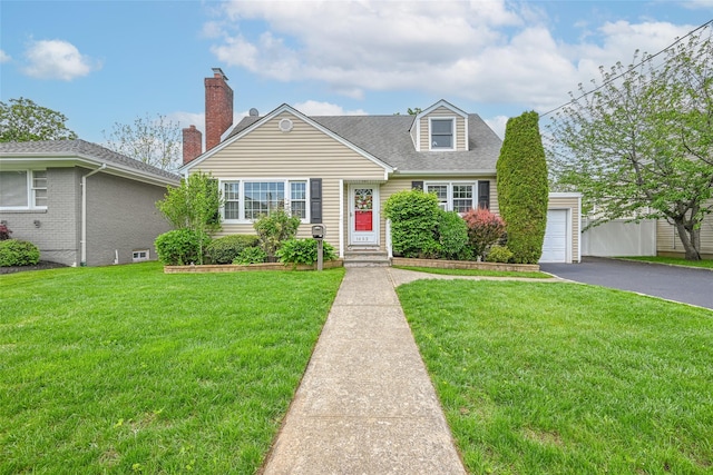 1652 Baker Ave, Merrick, NY 11566 - view of front of property with a front yard, driveway, a garage, and a shingled roof