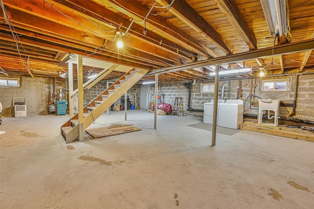1652 Baker Ave, Merrick, NY 11566 - basement featuring separate washer and dryer and stairs