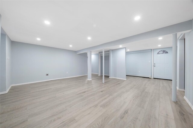 545 Granny Rd, Medford, NY 11763 - finished below grade area featuring recessed lighting, light wood finished floors, baseboards, and baseboard heating