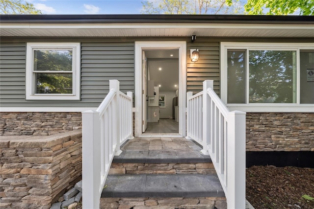 545 Granny Rd, Medford, NY 11763 - doorway to property with stone siding