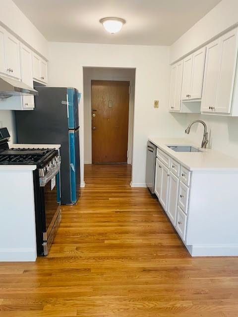 82 Demarest Ave Unit 15, West Nyack, NY 10994 - kitchen featuring range with gas cooktop, under cabinet range hood, a sink, and white cabinetry