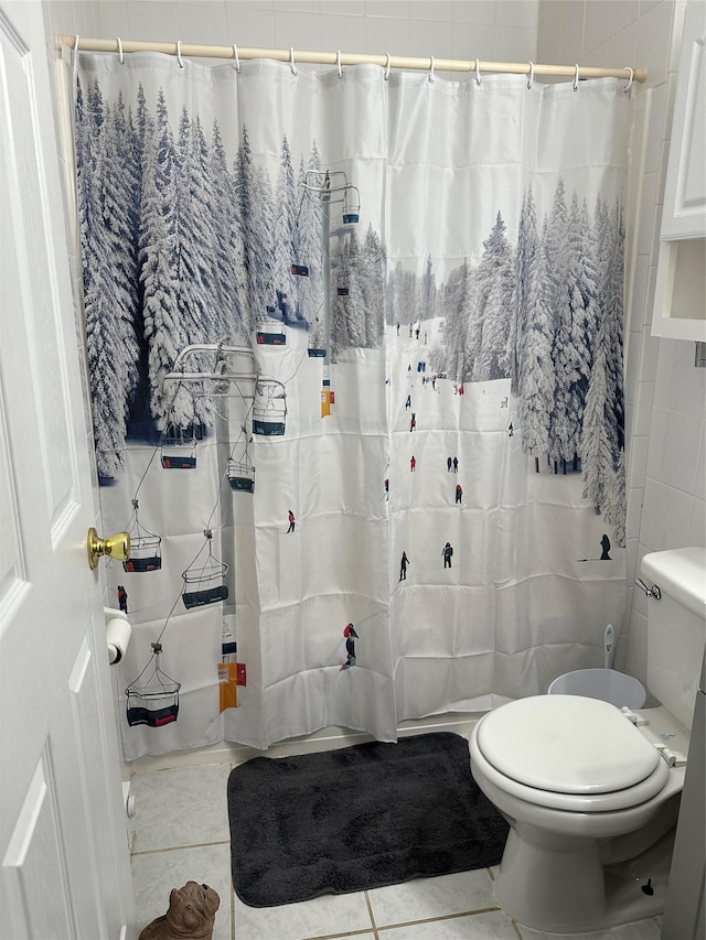 76 Highlands Dr Unit C2, Hunter, NY 12442 - bathroom with tile patterned flooring and a shower with shower curtain