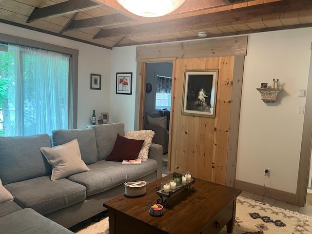 living area with healthy amount of natural light and baseboards