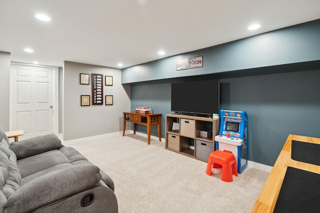 162 Forest Hill Dr, Kingston, NY 12401 - game room featuring carpet, recessed lighting, and baseboards