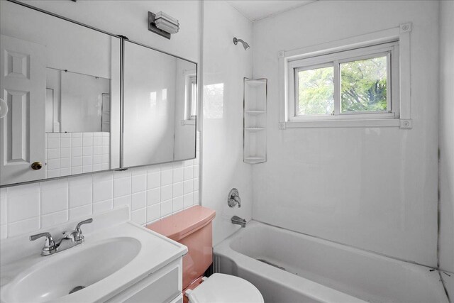 25-31/33 Francis Lewis Blvd, Whitestone, NY 11358 - full bath with backsplash, vanity, toilet, and bathtub / shower combination