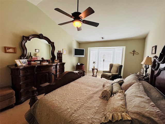 211 Pond Cir, Mount Sinai, NY 11766 - carpeted bedroom featuring lofted ceiling and ceiling fan