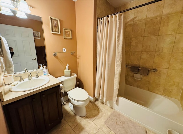 211 Pond Cir, Mount Sinai, NY 11766 - full bath with toilet, tile patterned flooring, vanity, and shower / tub combo with curtain