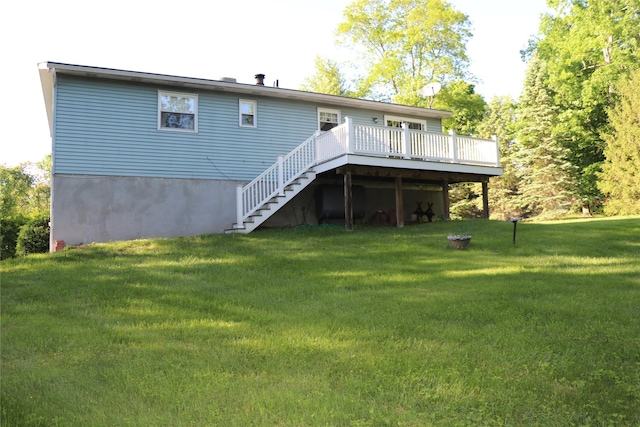 25 Cypher Ln, Poughquag, NY 12570 - back of house featuring a deck, stairway, and a lawn