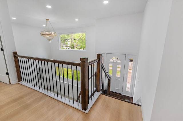155 Brooklyn Ave, Huntington, NY 11743 - entrance foyer featuring wood finished floors, a chandelier, and recessed lighting