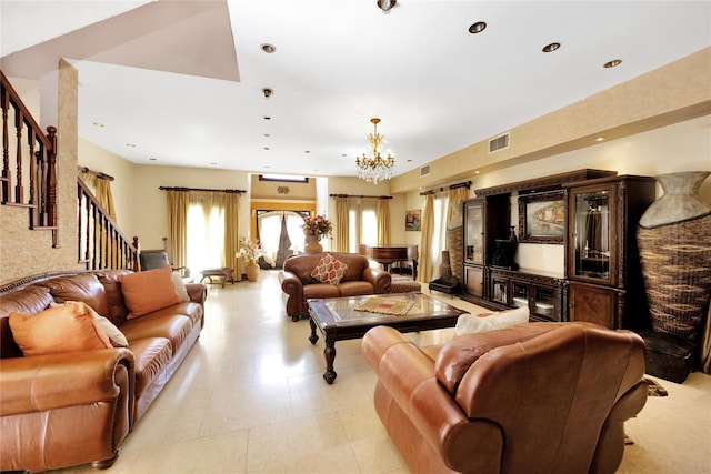 186-31 Radnor Rd, Jamaica Estates, NY 11432 - living room with a chandelier and stairway