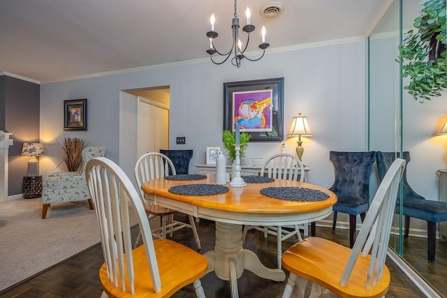 71 Frank Ct, Monroe, NY 10950 - dining space with crown molding and a chandelier