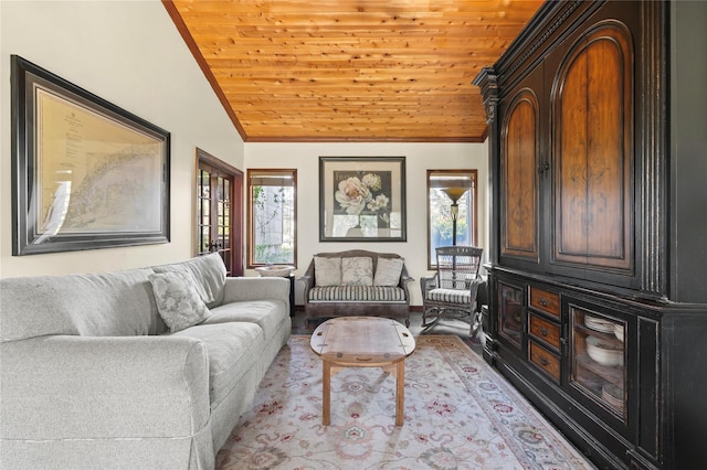 24 Brushwood Ct, East Islip, NY 11730 - living area with wooden ceiling, plenty of natural light, and lofted ceiling