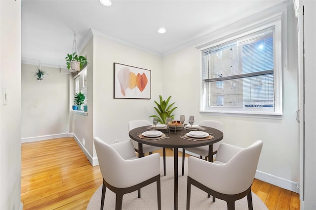 377 N Broadway Unit 402, Yonkers, NY 10701 - dining space with ornamental molding, baseboards, light wood-type flooring, plenty of natural light, and recessed lighting