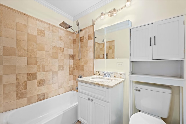 377 N Broadway Unit 402, Yonkers, NY 10701 - full bath featuring vanity, tub / shower combination, crown molding, and toilet