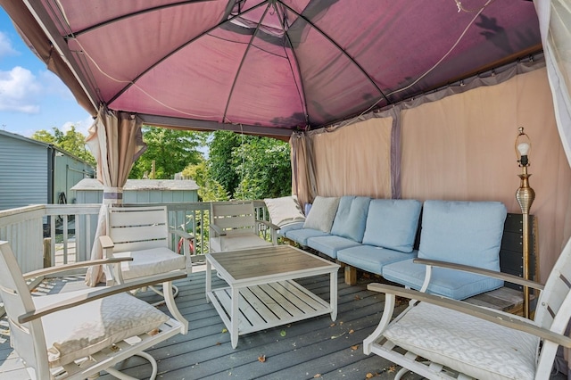 8 N Railroad Ave, Jamesport, NY 11901 - wooden deck with an outdoor living space and a gazebo