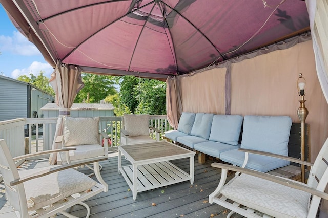 8 N Railroad Ave, Jamesport, NY 11901 - wooden terrace with a gazebo and an outdoor hangout area