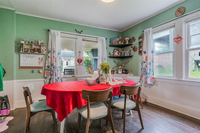 24 Park St, Kingston, NY 12401 - dining area with healthy amount of natural light, wood finished floors, and ornamental molding