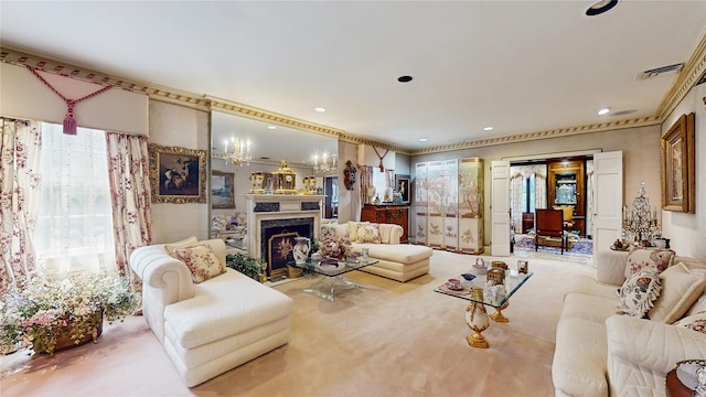 202 Broadway, Lawrence, NY 11559 - living area featuring a lit fireplace and recessed lighting