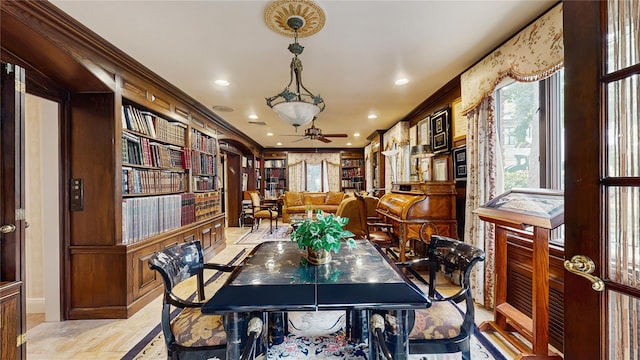 202 Broadway, Lawrence, NY 11559 - dining space featuring ceiling fan and recessed lighting