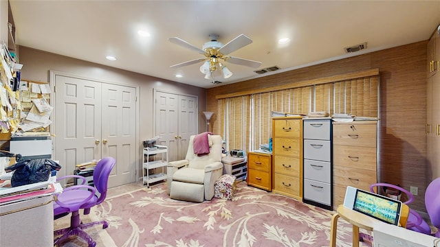 202 Broadway, Lawrence, NY 11559 - office featuring ceiling fan, light colored carpet, and recessed lighting