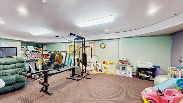 202 Broadway, Lawrence, NY 11559 - exercise room with carpet floors and recessed lighting