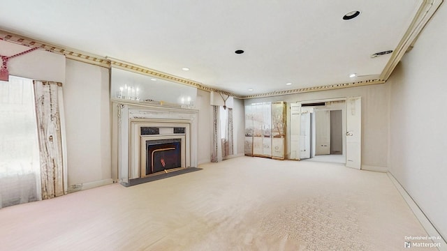 202 Broadway, Lawrence, NY 11559 - unfurnished living room with a fireplace, recessed lighting, and plenty of natural light
