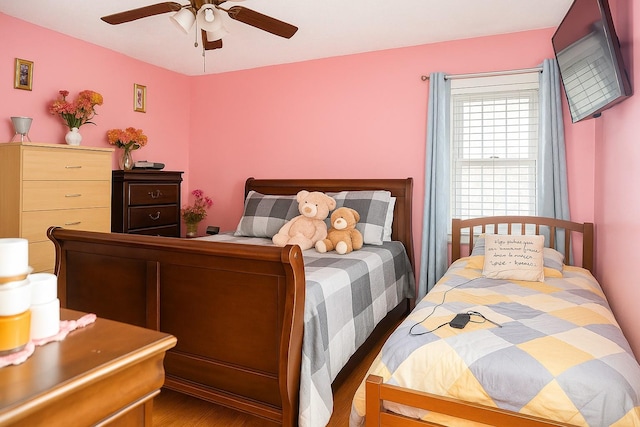 118-37 180th St, Jamaica, NY 11434 - bedroom with wood finished floors and ceiling fan