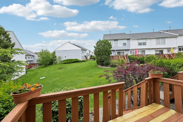 22 Knightsbridge Ct, Nanuet, NY 10954 - wooden deck with a residential view and a lawn