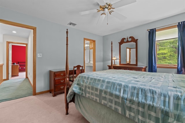 115 Moffat Rd, Washingtonville, NY 10992 - bedroom featuring light colored carpet, baseboards, a ceiling fan, and recessed lighting
