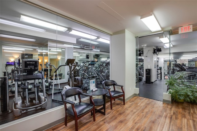 17-85 215th St Unit 4B, Bayside, NY 11360 - exercise room with wood finished floors