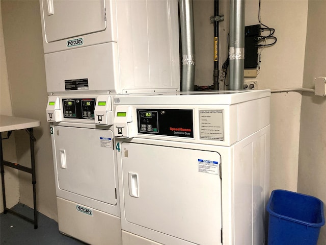 83-55 Lefferts Blvd Unit 1E, Kew Gardens, NY 11415 - shared laundry room with stacked washing machine and dryer and washer and dryer