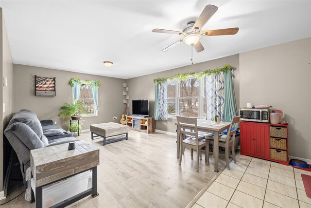594 County Route 22, Middletown, NY 10940 - living room with a ceiling fan, baseboards, and light wood-style floors