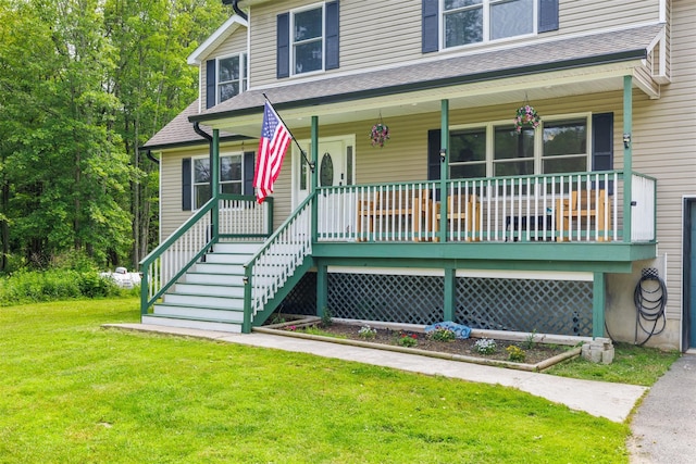 594 County Route 22, Middletown, NY 10940 - view of front of property with a porch, a front lawn, and roof with shingles