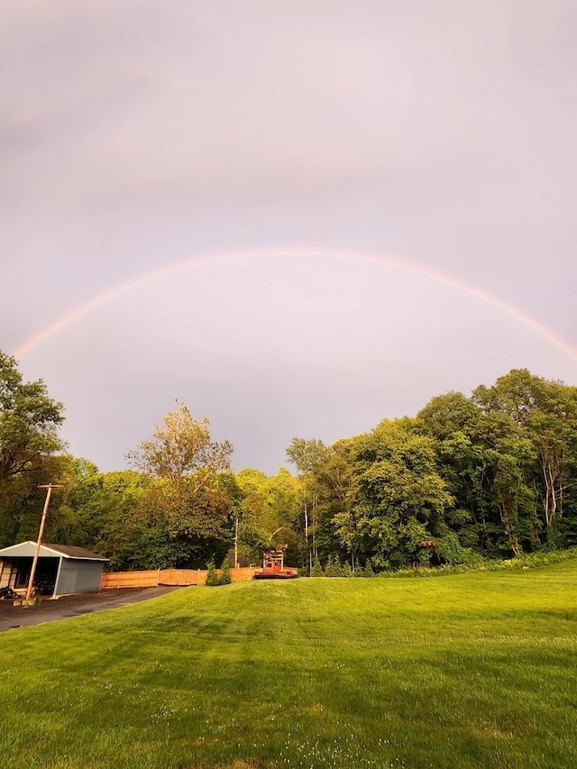 3412 Rte 52, Stormville, NY 12582 - yard at dusk featuring a lawn and a forest view