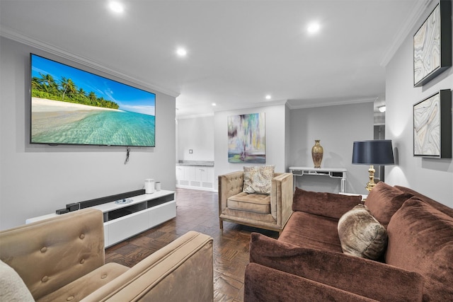 100 E Hartsdale Ave Unit Tfw, Hartsdale, NY 10530 - living room with ornamental molding, recessed lighting, and baseboards