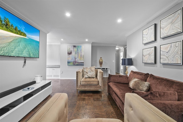 100 E Hartsdale Ave Unit Tfw, Hartsdale, NY 10530 - living room with ornamental molding and recessed lighting