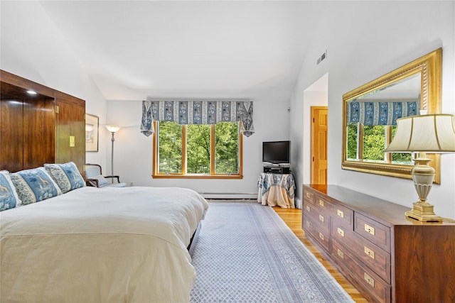 47 Londonderry Ln, Somers, NY 10589 - bedroom with lofted ceiling, light wood-style flooring, multiple windows, and baseboard heating