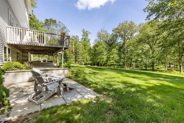 47 Londonderry Ln, Somers, NY 10589 - view of green lawn featuring a deck and a patio