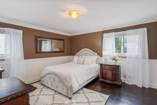 11 Fishermans Dr, Port Washington, NY 11050 - bedroom featuring wainscoting, wood finished floors, and ornamental molding