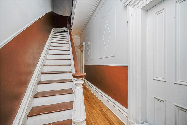 146 Nelson St, Brooklyn, NY 11231 - staircase with wood finished floors and crown molding