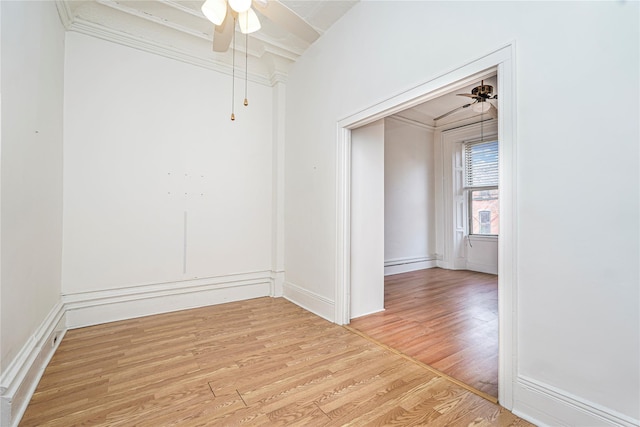 146 Nelson St, Brooklyn, NY 11231 - unfurnished room with a ceiling fan, light wood-type flooring, and ornamental molding