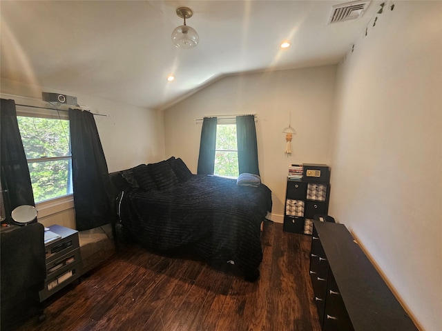 15 Ormond Ave, Selden, NY 11784 - bedroom featuring dark wood finished floors, multiple windows, lofted ceiling, and recessed lighting